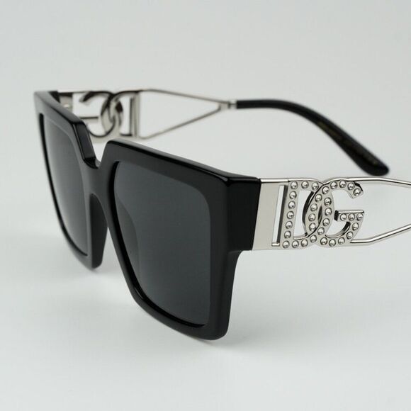NEW D&G DG4446B 501/87  Black Silver Dark Gray Square Women Sunglasses - Picture 1 of 10